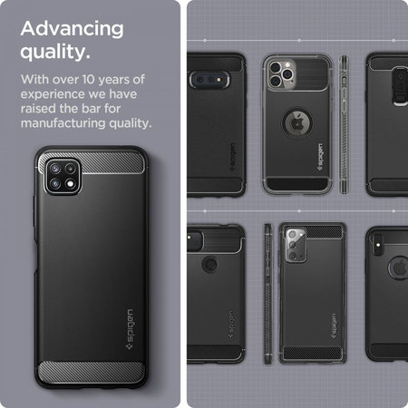 Spigen - Rugged Armor Hülle für Samsung Galaxy A22 5G, schwarz