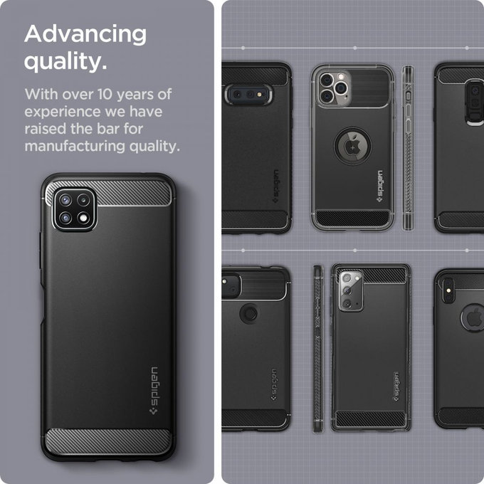 Spigen - Rugged Armor Hülle für Samsung Galaxy A22 5G, schwarz