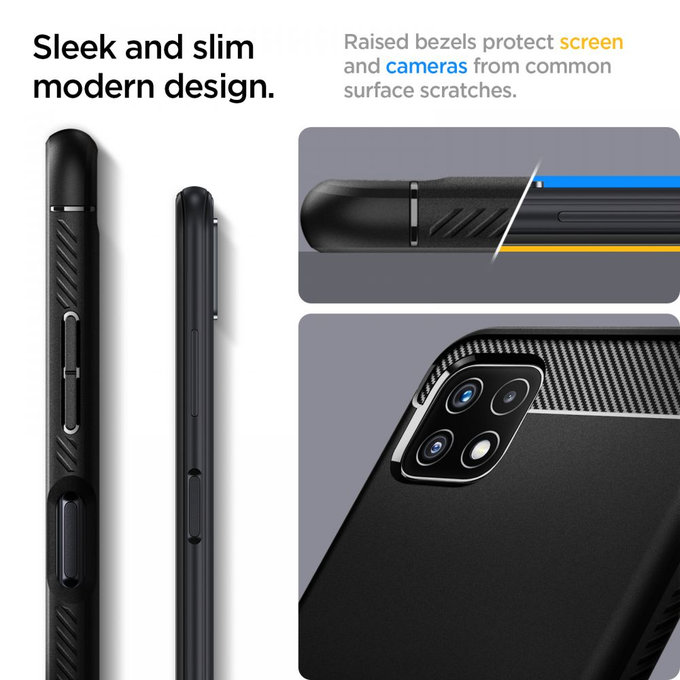 Spigen - Rugged Armor Hülle für Samsung Galaxy A22 5G, schwarz