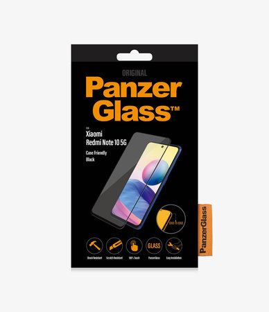 PanzerGlass - Gehärtetes Glas Case Friendly für Xiaomi Redmi Note 10 5G, schwarz