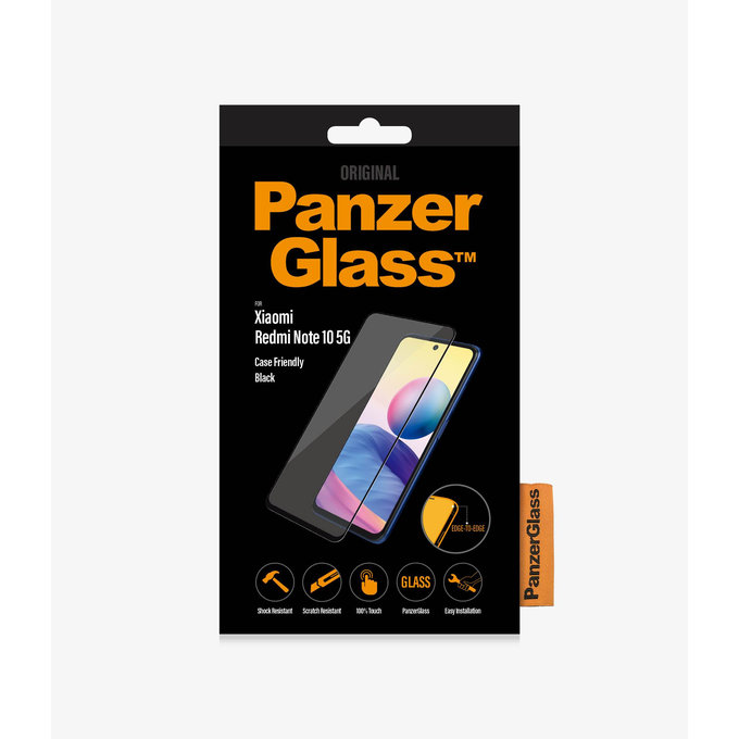 PanzerGlass - Gehärtetes Glas Case Friendly für Xiaomi Redmi Note 10 5G, schwarz