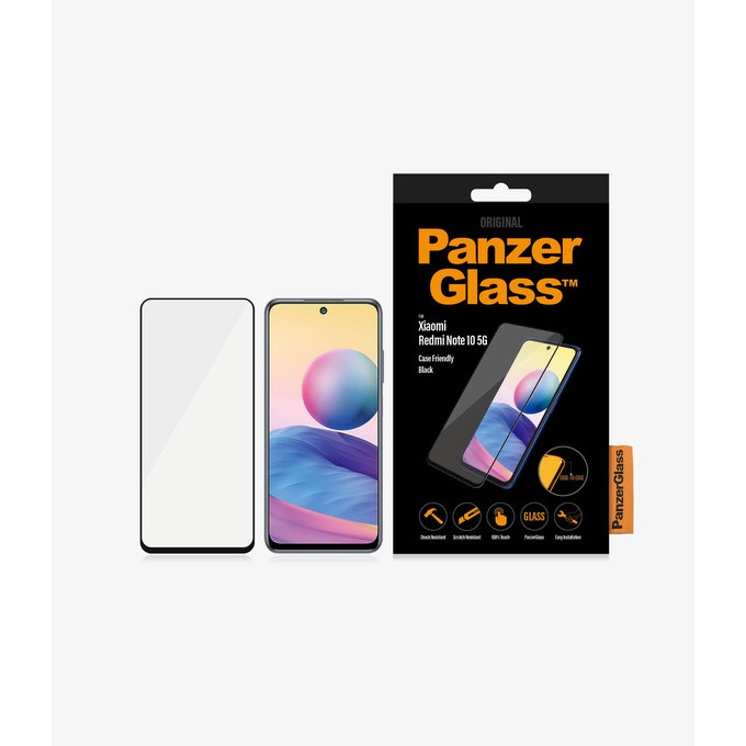 PanzerGlass - Gehärtetes Glas Case Friendly für Xiaomi Redmi Note 10 5G, schwarz