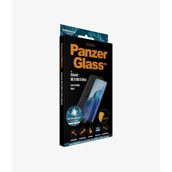 PanzerGlass - Gehärtetes Glas Case Friendly AB für Xiaomi Mi 11, Mi 11 Ultra, schwarz