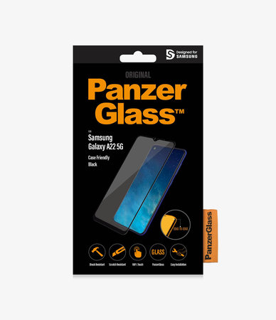 PanzerGlass - Gehärtetes Glas Case Friendly für Samsung Galaxy A22 5G, schwarz