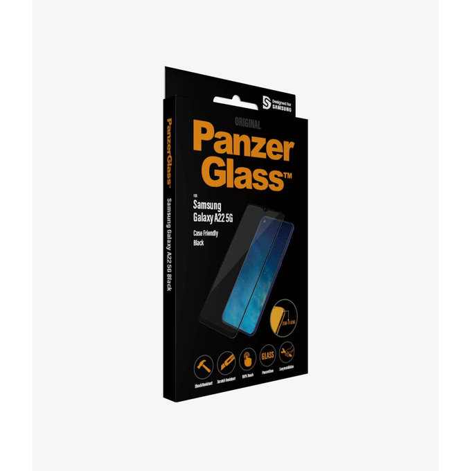 PanzerGlass - Gehärtetes Glas Case Friendly für Samsung Galaxy A22 5G, schwarz