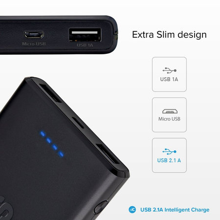 SBS - PowerBank 10 000 mAh, 2x USB, 2,1A, schwarz