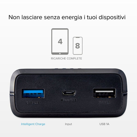 SBS - PowerBank 20 000 mAh, 2x USB, 2,1A, schwarz