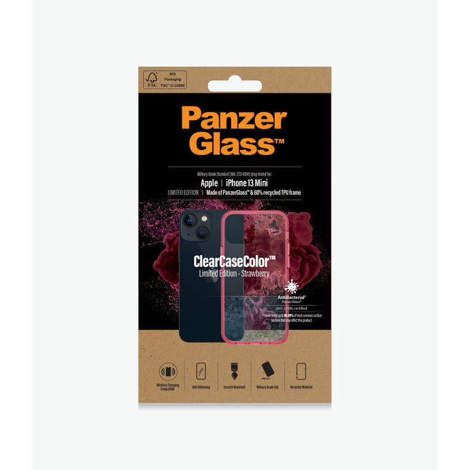 PanzerGlass - Fall ClearCaseColor AB für iPhone 13 mini, strawberry