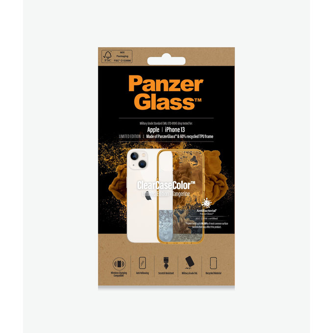 PanzerGlass - Fall ClearCaseColor AB für iPhone 13, tangerine