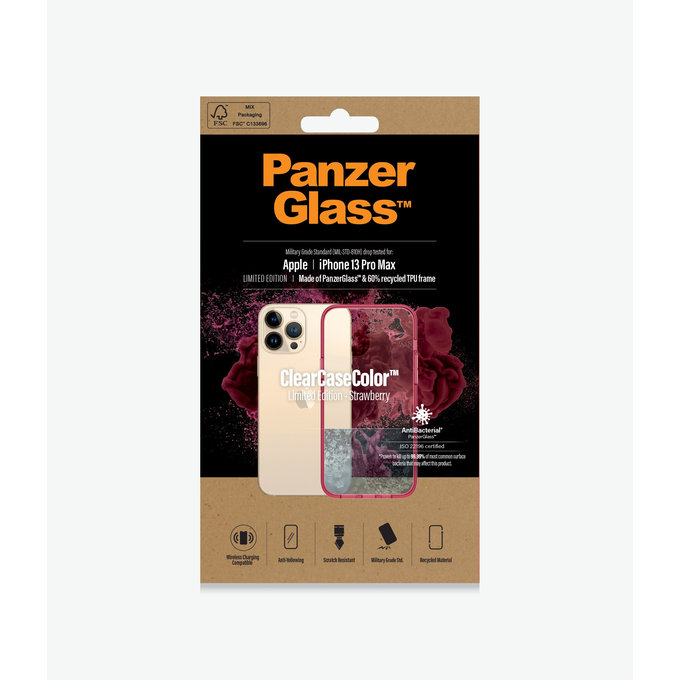 PanzerGlass - Hülle ClearCaseColor AB für iPhone 13 Pro Max, strawberry