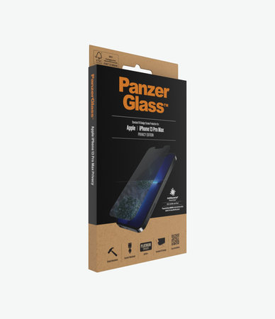 PanzerGlass - Gehärtetes Glas Standard Fit Privacy AB für iPhone 13 Pro Max und 14 Plus, transparent