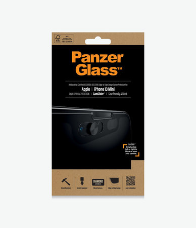 PanzerGlass - Gehärtetes Glas Case Friendly Privacy CamSlider AB für iPhone 13 mini, schwarz