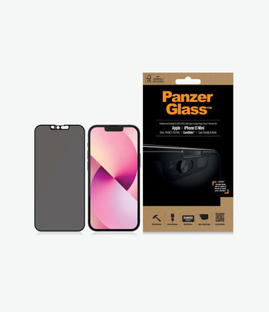 PanzerGlass - Gehärtetes Glas Case Friendly Privacy CamSlider AB für iPhone 13 mini, schwarz