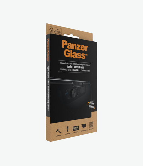 PanzerGlass - Gehärtetes Glas Case Friendly Privacy CamSlider AB für iPhone 13 mini, schwarz