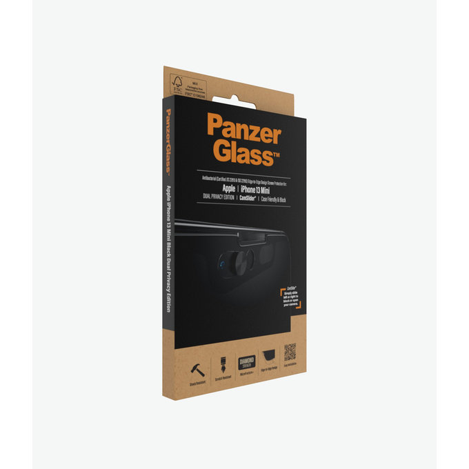 PanzerGlass - Gehärtetes Glas Case Friendly Privacy CamSlider AB für iPhone 13 mini, schwarz