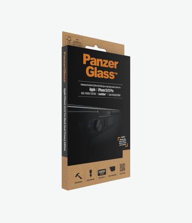 PanzerGlass - Gehärtetes Glas Case Friendly Privacy CamSlider AB für iPhone 13, 13 Pro und 14, schwarz