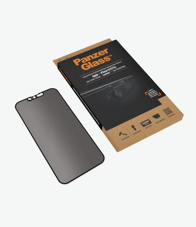 PanzerGlass - Gehärtetes Glas Case Friendly Privacy CamSlider AB für iPhone 13, 13 Pro und 14, schwarz