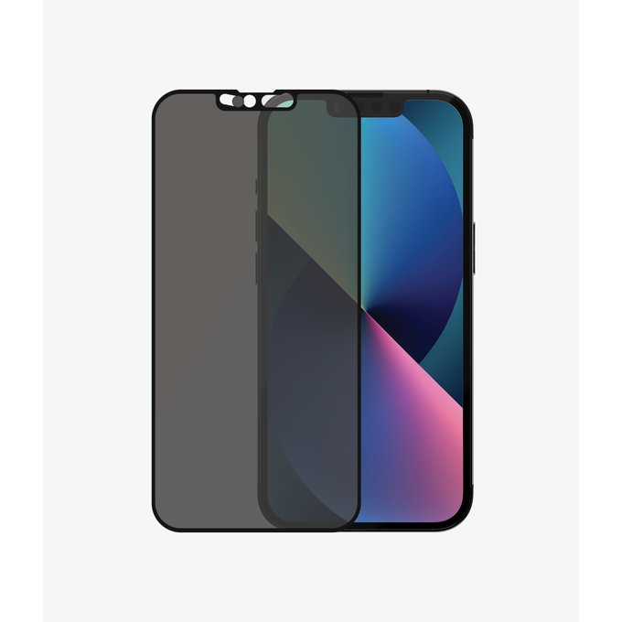 PanzerGlass - Gehärtetes Glas Case Friendly Privacy CamSlider AB für iPhone 13, 13 Pro und 14, schwarz