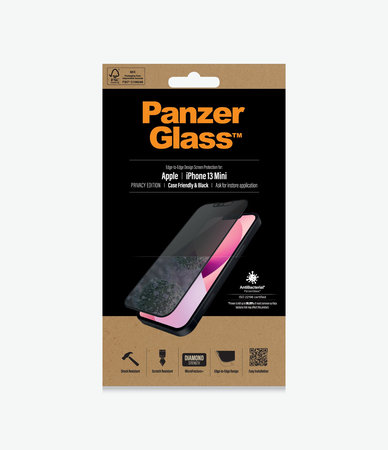 PanzerGlass - Gehärtetes Glas Case Friendly Privacy AB für iPhone 13 mini, schwarz