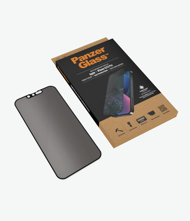 PanzerGlass - Gehärtetes Glas Case Friendly Privacy AB für iPhone 13, 13 Pro, 14 und 16e, schwarz