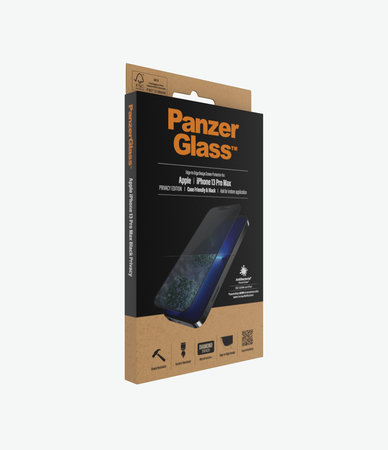 PanzerGlass - Gehärtetes Glas Case Friendly Privacy AB für iPhone 13 Pro Max und 14 Plus, schwarz