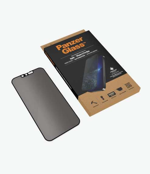 PanzerGlass - Gehärtetes Glas Case Friendly Privacy AB für iPhone 13 Pro Max und 14 Plus, schwarz