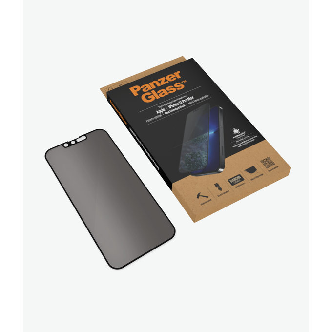PanzerGlass - Gehärtetes Glas Case Friendly Privacy AB für iPhone 13 Pro Max und 14 Plus, schwarz