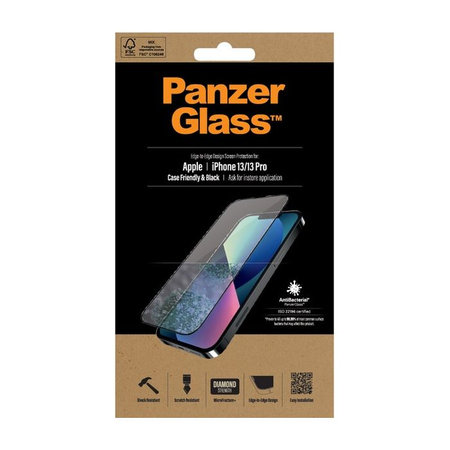 PanzerGlass - Gehärtetes Glas Case Friendly AB für iPhone 13, 13 Pro und 14, black