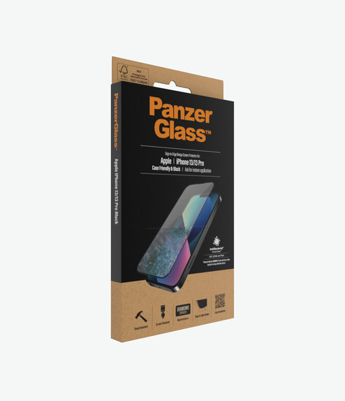 PanzerGlass - Gehärtetes Glas Case Friendly AB für iPhone 13, 13 Pro und 14, black