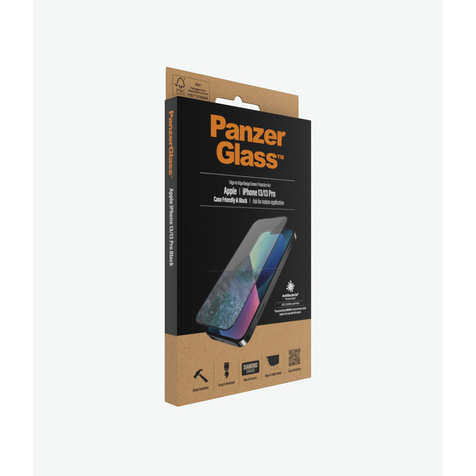 PanzerGlass - Gehärtetes Glas Case Friendly AB für iPhone 13, 13 Pro und 14, black