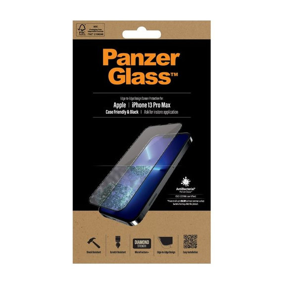 PanzerGlass - Gehärtetes Glas Case Friendly AB für iPhone 13 Pro Max und 14 Plus, schwarz