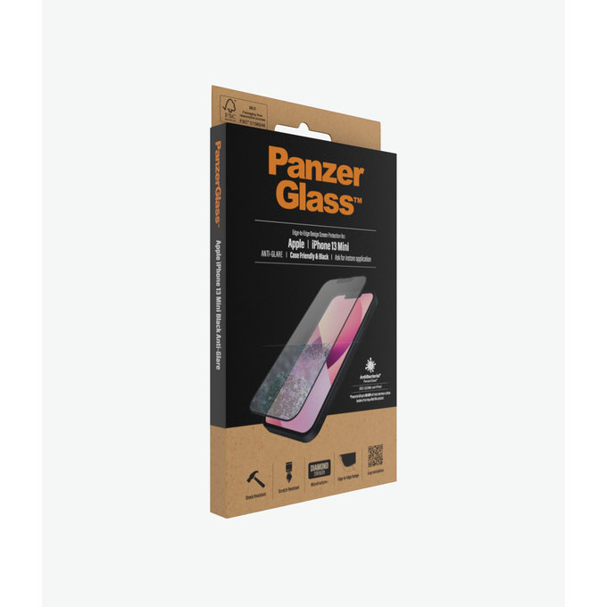 PanzerGlass - Gehärtetes Glas Case Friendly Anti-Glare AB für iPhone 13 mini, black