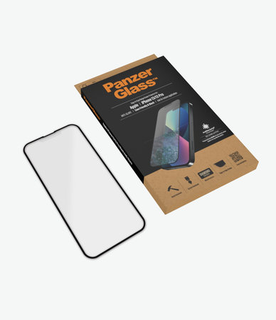 PanzerGlass - Gehärtetes Glas Case Friendly Anti-Glare AB für iPhone 13, 13 Pro und 14, black