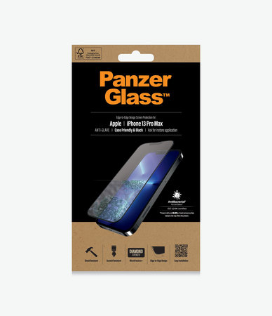 PanzerGlass - Gehärtetes Glas Case Friendly Anti-Glare AB für iPhone 13 Pro Max und 14 Plus, schwarz