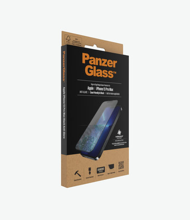 PanzerGlass - Gehärtetes Glas Case Friendly Anti-Glare AB für iPhone 13 Pro Max und 14 Plus, schwarz