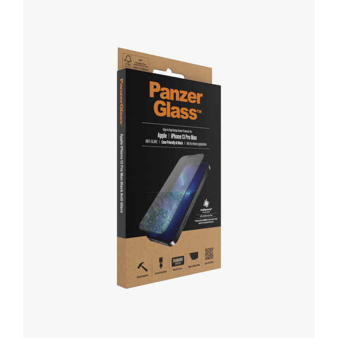 PanzerGlass - Gehärtetes Glas Case Friendly Anti-Glare AB für iPhone 13 Pro Max und 14 Plus, schwarz