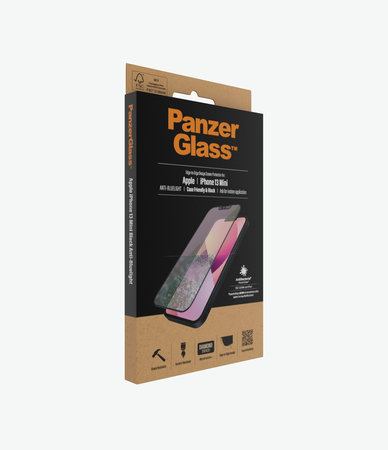 PanzerGlass - Gehärtetes Glas Case Friendly Anti-Bluelight AB für iPhone 13 mini, schwarz