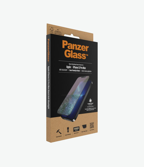 PanzerGlass - Gehärtetes Glas Case Friendly Anti-Bluelight AB für iPhone 13 Pro Max und 14 Plus, schwarz