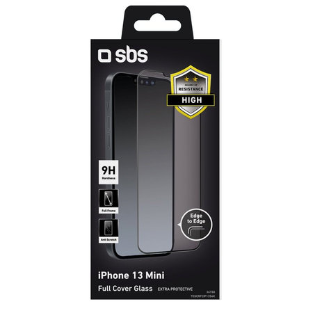 SBS - Gehärtetes Glas Full Cover für iPhone 13 mini, schwarz