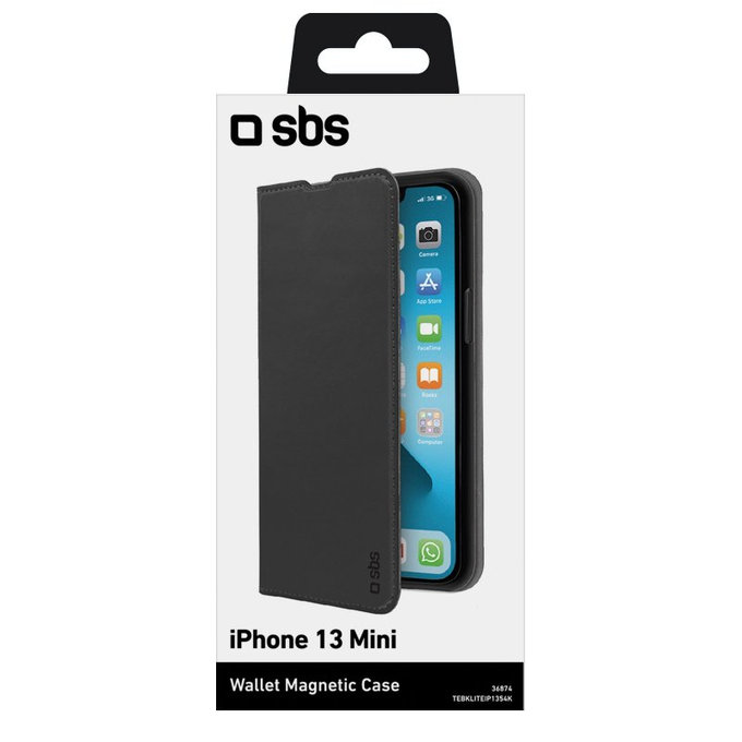 SBS - Fall Book Wallet Lite für iPhone 13 mini, schwarz