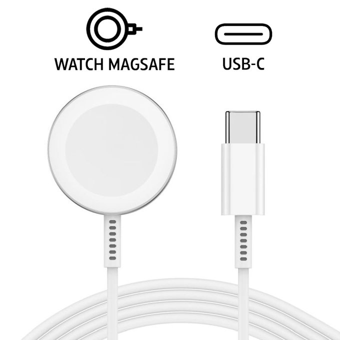 Magnetisches Schnellladegerät zu USB-C Kabel für Apple Watch, 1 m, aluminium, bulk
