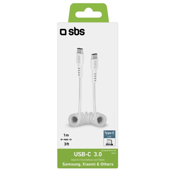 SBS - USB-C / USB-C Kabel (1m), Frühling, weiß