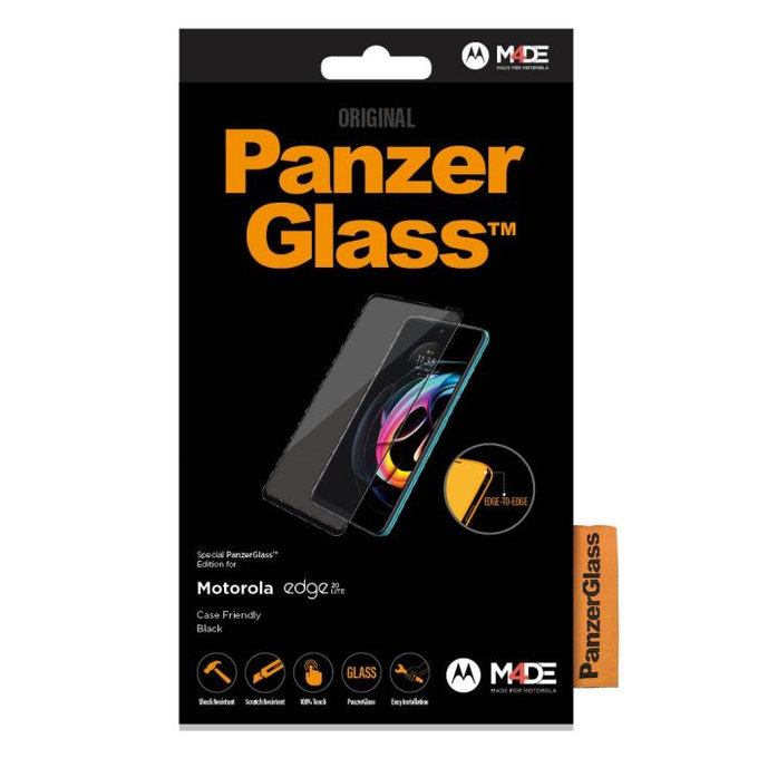 PanzerGlass - Gehärtetes Glas Case Friendly für Motorola Edge 20 Lite, schwarz