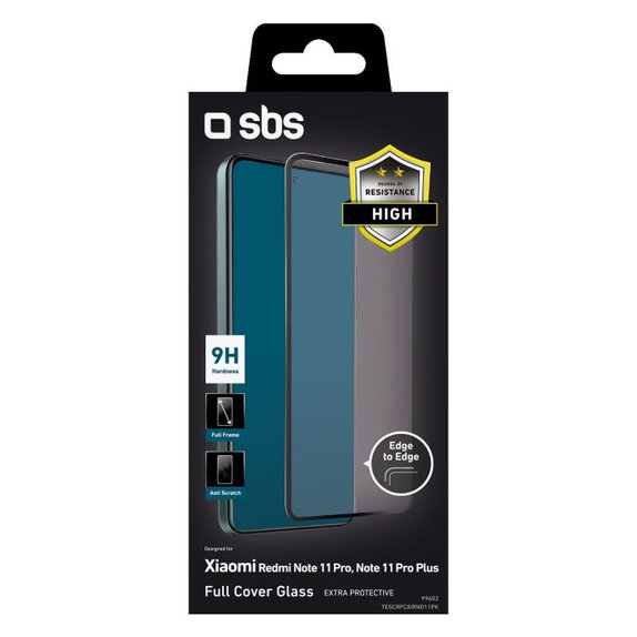 SBS - Gehärtetes Glas Full Cover für Xiaomi Redmi Note 11 Pro, Note 11 Pro 5G und Poco X4 Pro, schwarz