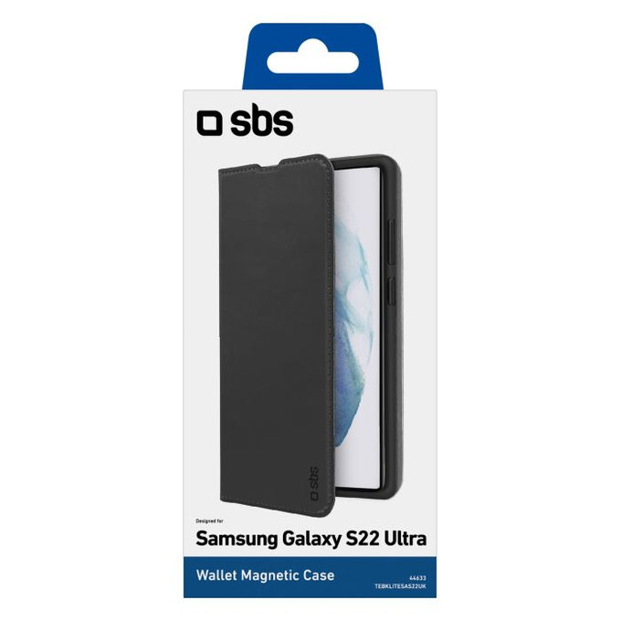 SBS - Fall Book Wallet Lite für Samsung Galaxy S22 Ultra, schwarz