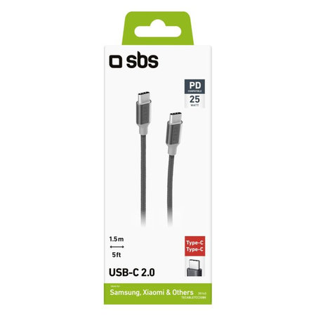SBS - USB-C / USB-C Kabel mit PowerDelivery (1.5m), schwarz