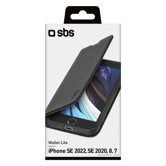 SBS - Hülle Book Wallet Lite für iPhone 7, 8, SE 2020 und SE 2022, schwarz