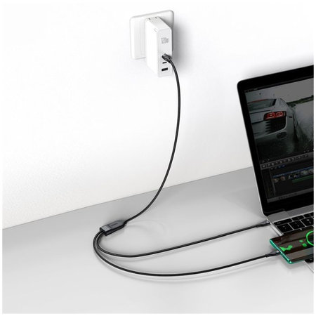 Baseus - USB-C / 2x USB-C Kabel (1.5m), schwarz