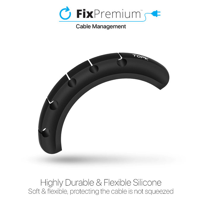 TOPK - Kabelorganisator - Halterung für 7 Kabel, schwarz