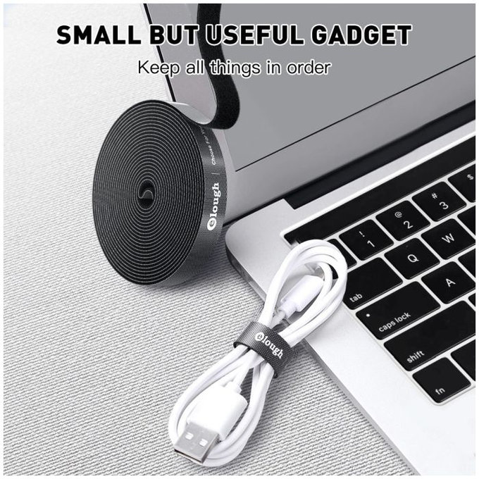 Elough - Kabelorganisator - Kabelband (5m), schwarz